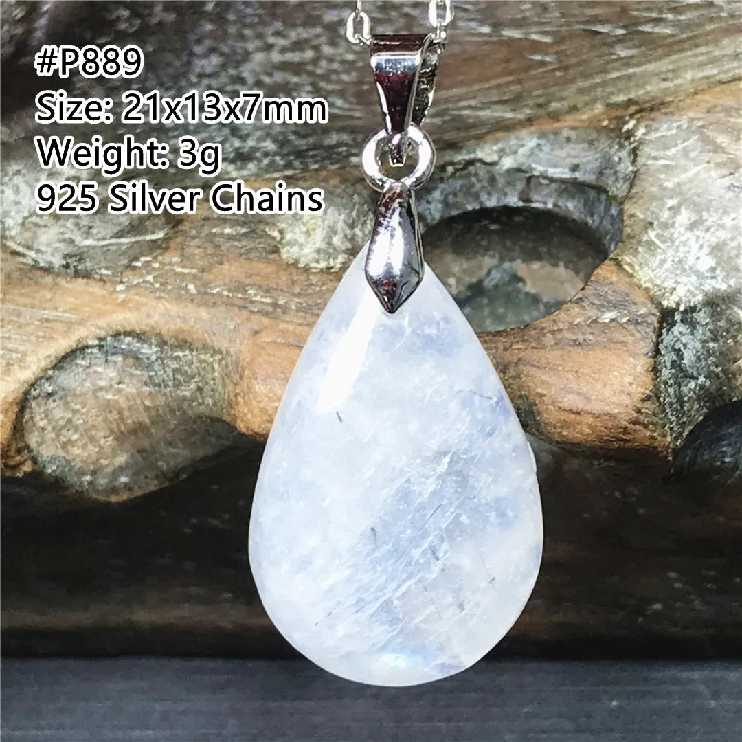 Pendentif en pierre de lune naturelle pour femme et homme, bijoux en argent 925, perles de pierre bleue claire, cristal, cadeau d'amour, Uto AAA