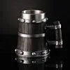 Medieval Resin Mug Germany Beer Barrel Cup Set Souvenir Bar Tools Stainless Steel Tankard Imitation Wooden Wine Bucket Cup