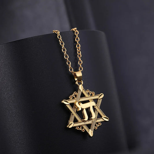 LIKGREAT Collier pendentif étoile de FC pour homme, symbole Chai, breloques judaïstes, kabbale israélienne, amulette du judaïsme, sourire, bijoux naturels