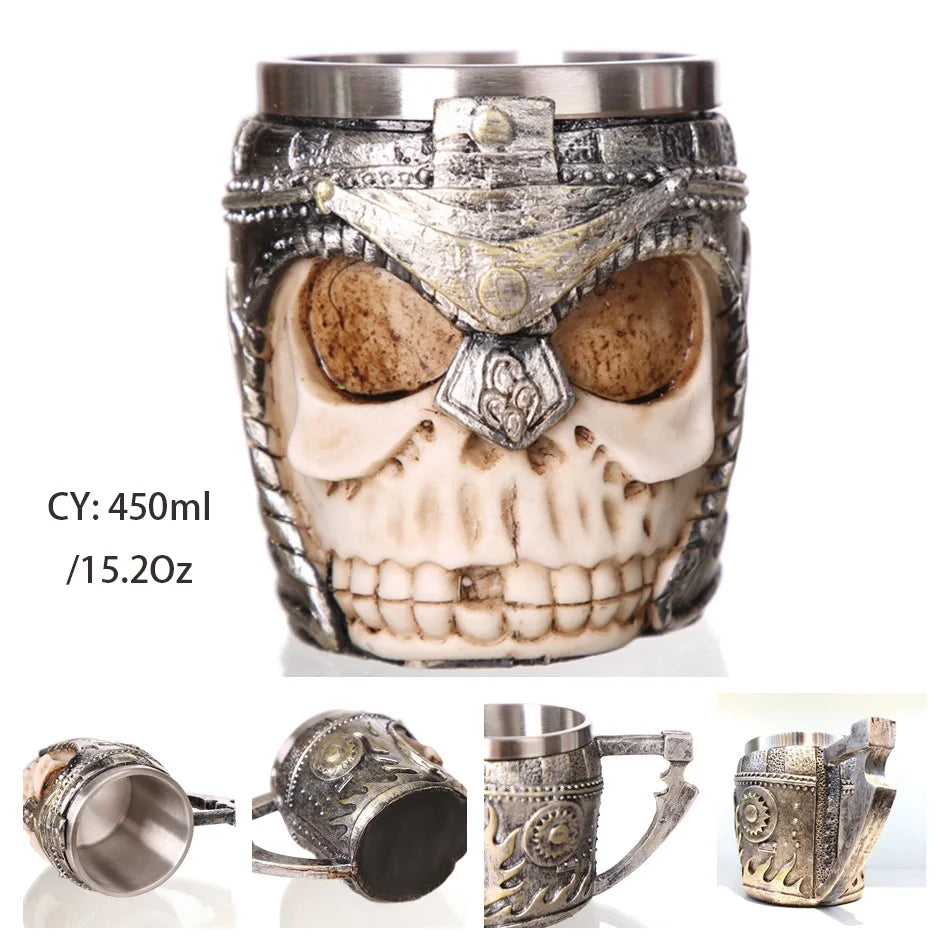 Mug en résine de Dragon maléfique argenté, en acier inoxydable, Tankard rétro, tasse à café Horrible, tasse à thé Viking, décor de Bar et de Pub, livraison directe, 450ml