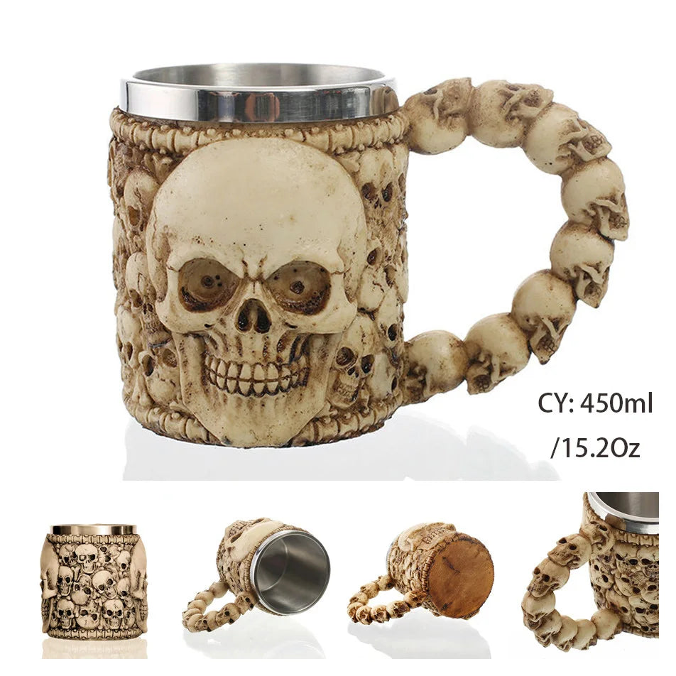 Mug en résine de Dragon maléfique argenté, en acier inoxydable, Tankard rétro, tasse à café Horrible, tasse à thé Viking, décor de Bar et de Pub, livraison directe, 450ml