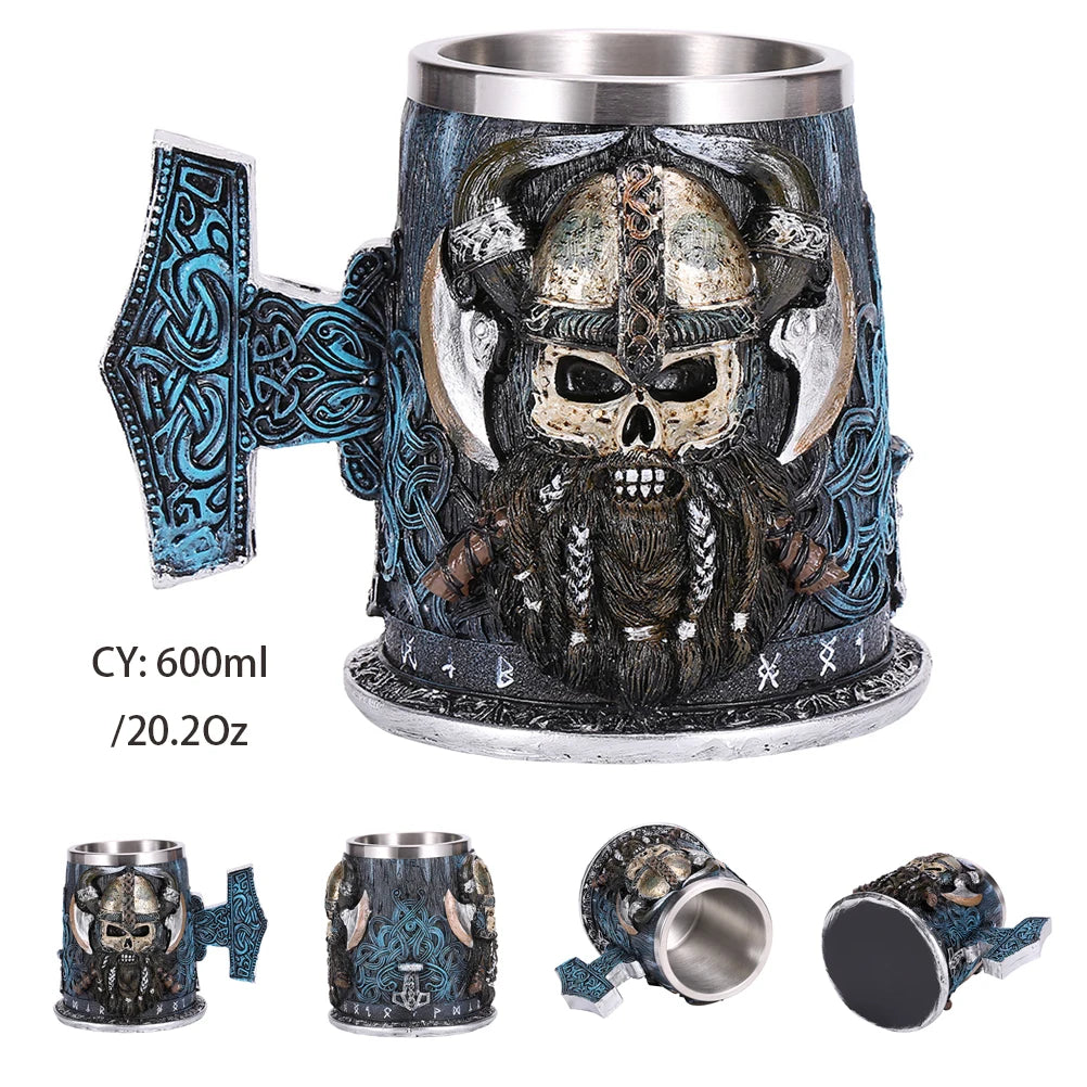 Mug en résine de Dragon maléfique argenté, en acier inoxydable, Tankard rétro, tasse à café Horrible, tasse à thé Viking, décor de Bar et de Pub, livraison directe, 450ml