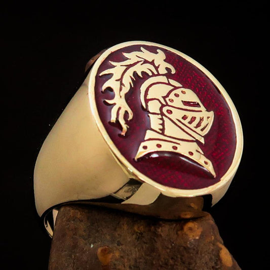 Perfectly crafted Men's Medieval Ring Brave Knight Red - Solid Brass