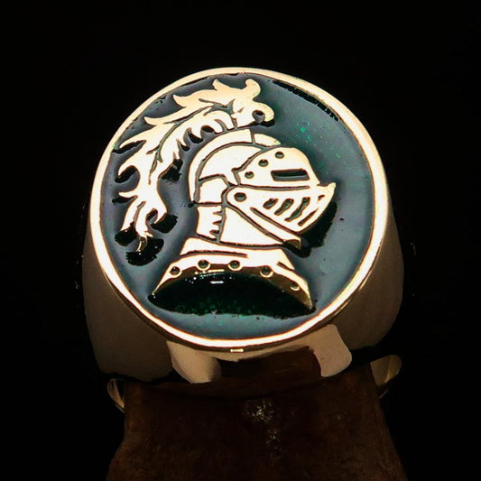 Perfectly crafted Men's Medieval Ring Brave Knight Green - Solid Brass