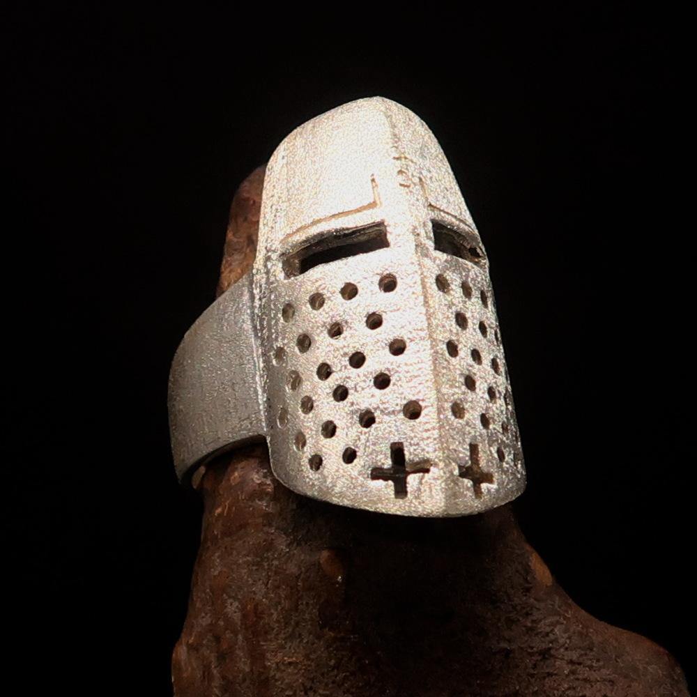 Excellent crafted Two-Tone Matte Sterling Silver Medieval Ring Knight