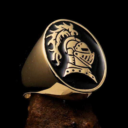 Perfectly crafted Men's Medieval Ring Brave Knight Black - Solid Brass