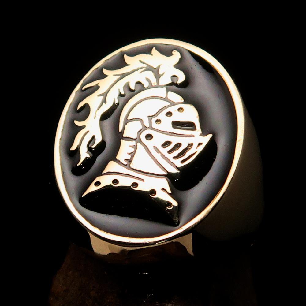 Perfectly crafted Men's Medieval Ring Brave Knight Black - Solid Brass