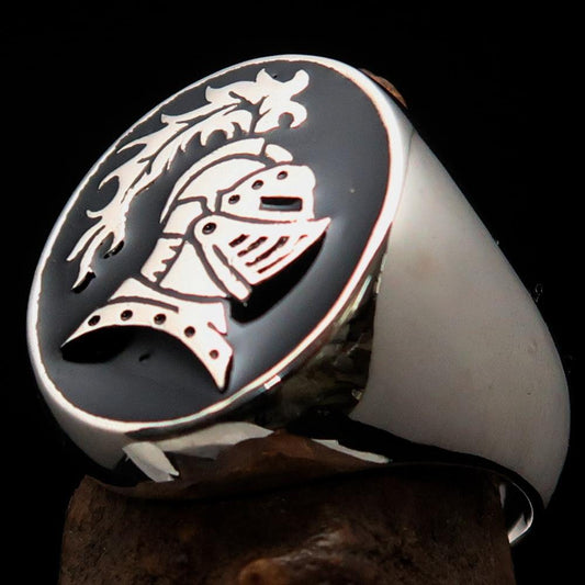Perfectly crafted Men's Medieval Ring Brave Knight Black - Sterling