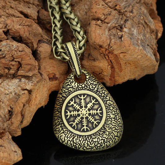 European And American Retro Logo Full Meter Compass Viking Pendant Necklace
