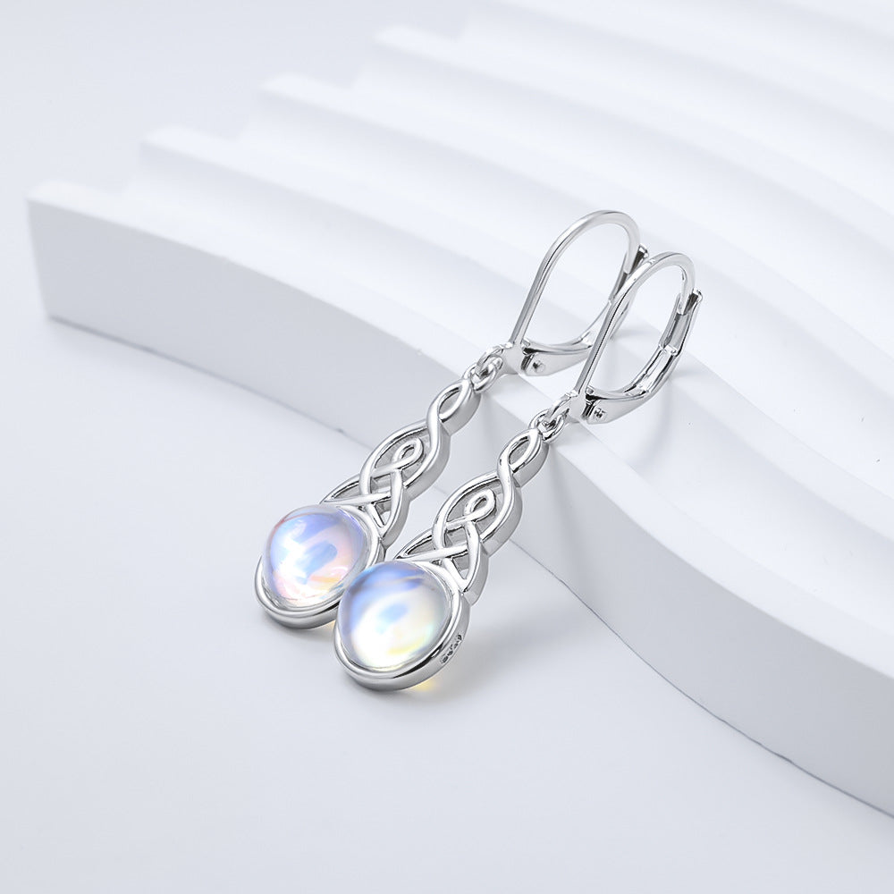Celtic Knot Female Moonstone Earrings