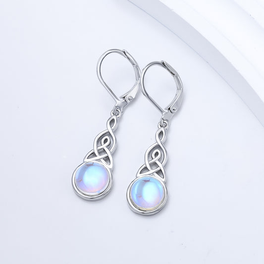 Celtic Knot Female Moonstone Earrings