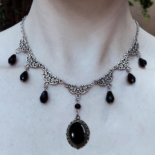 Gothic Punk Original Black Water Drop Glass Necklace
