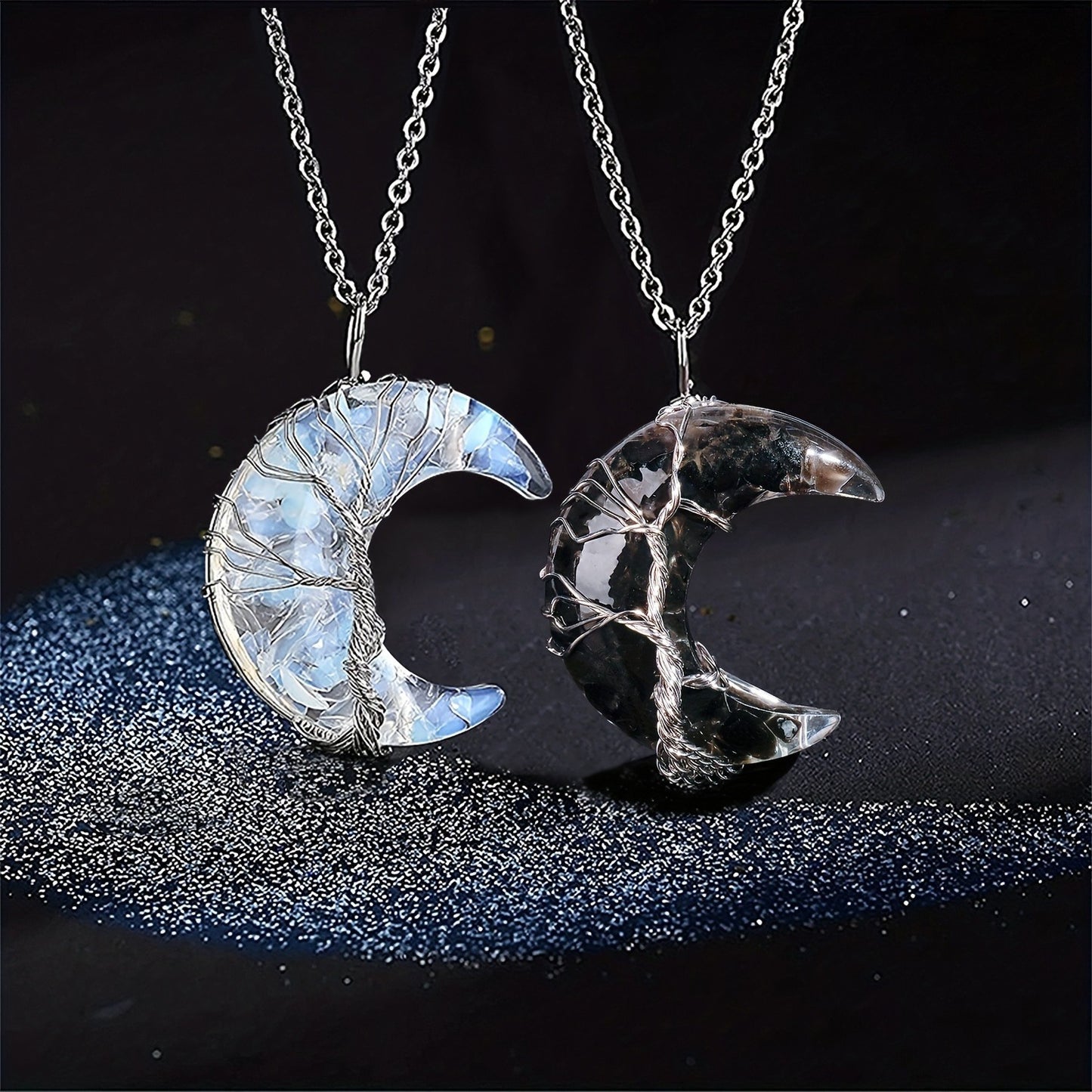 Winding Stone Lucky Tree Metal Copper Wire Crystal Necklace