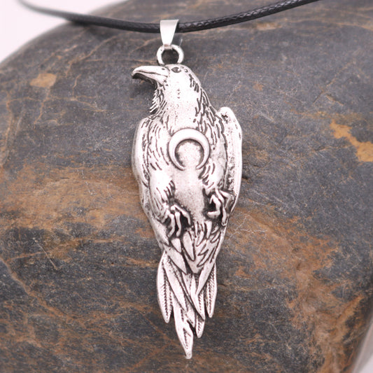 Viking Crow Metal Necklace Punk Bird Crow Pendant