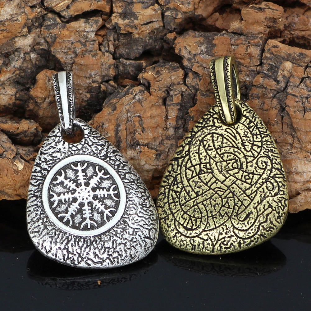 European And American Retro Logo Full Meter Compass Viking Pendant Necklace