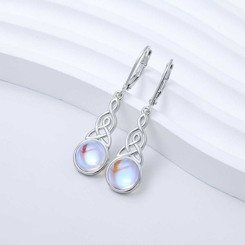 Celtic Knot Female Moonstone Earrings