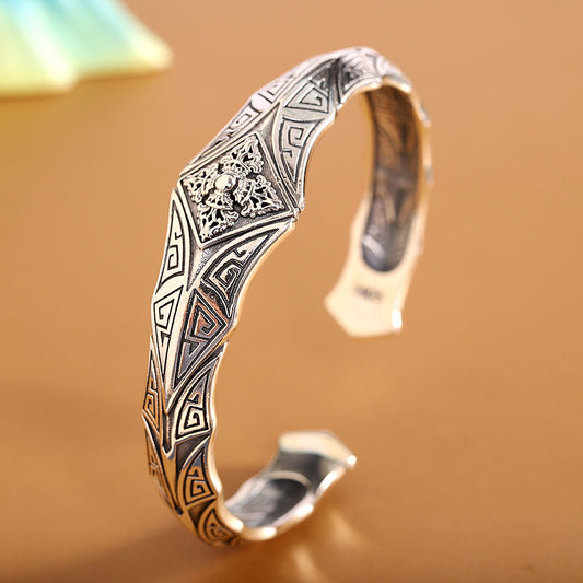 Personality Retro Vajra Men's Bracelet Punk Silver Bracelet