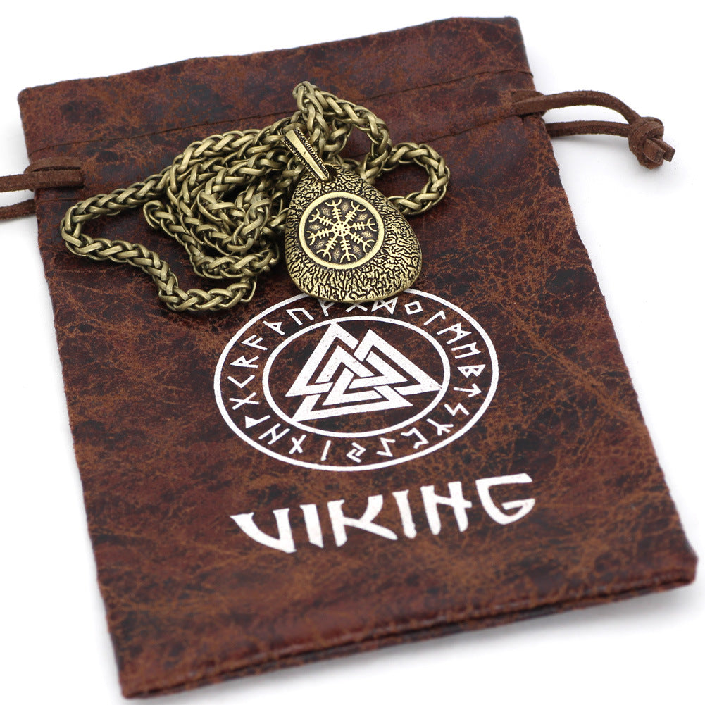 European And American Retro Logo Full Meter Compass Viking Pendant Necklace