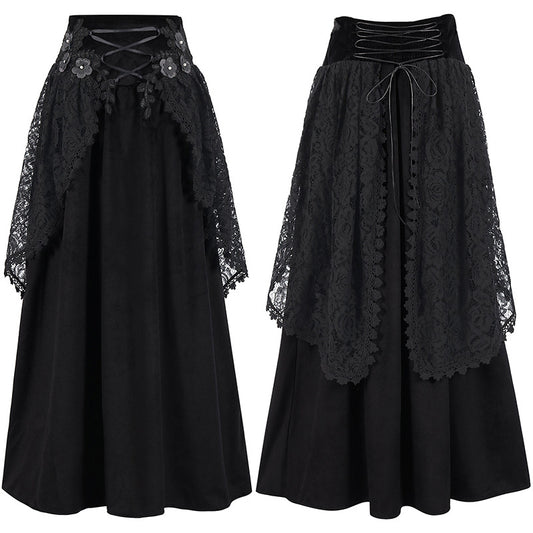 Fashion Gothic Style Lace-up Waist Women's Skirt