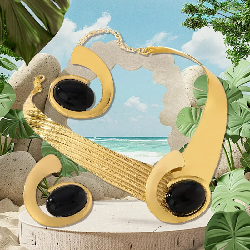 Ensemble de collier et boucles d'oreilles en acrylique pour femmes, Design rétro, bijoux à la mode exagérés, fête de vacances OL ES016