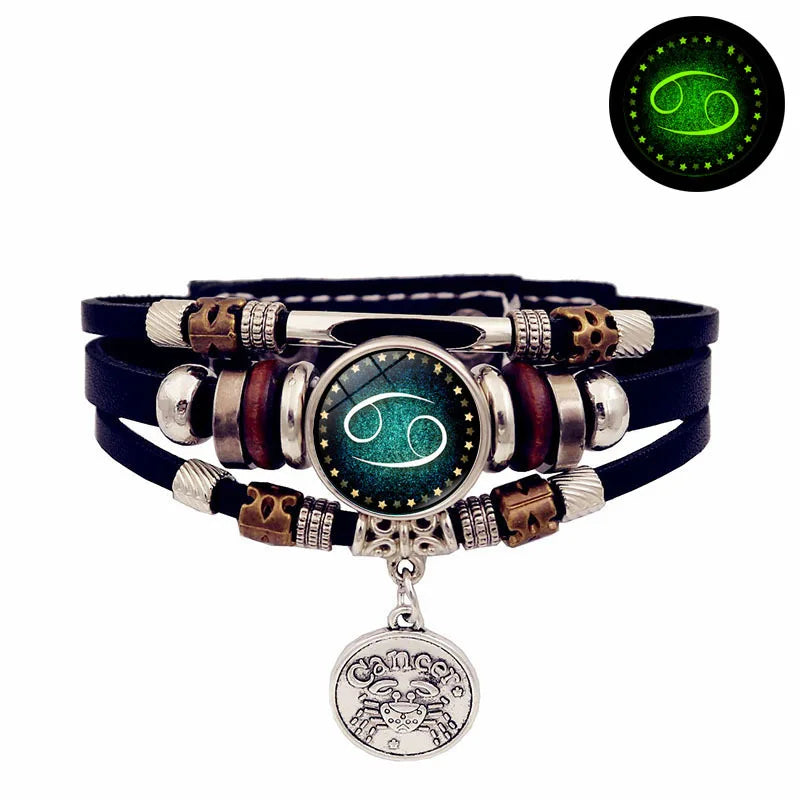 Bracelet en cuir du zodiaque ciel étoilé lumineux, multicouche, perles, bijoux pour Couple, cadeau d'amitié