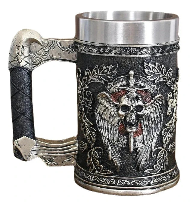 Tasses à bière Norse Myenson, arbre du monde, viking, kokor, baril de chêne, chope en résine, acier inoxydable, tasse à eau, tasse à café, 600ml