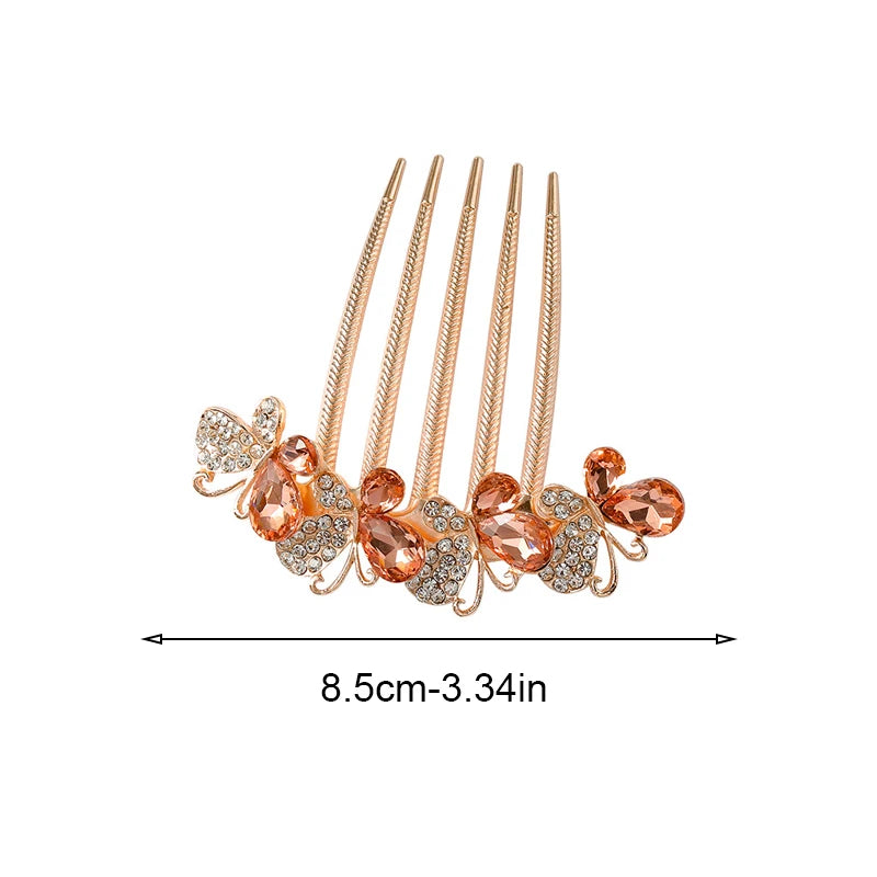 Peigne à cheveux papillon en diamant de Style Antique pour femmes, pince à cheveux florale à l'arrière de la tête, accessoire élégant pour cheveux