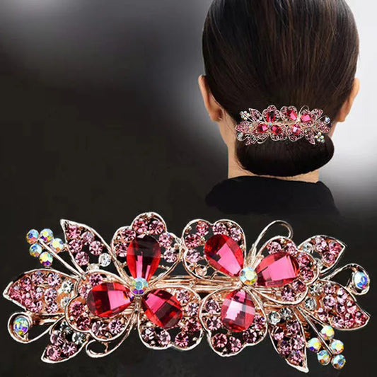 Grande pince à cheveux en cristal, épingle à cheveux, pince à ressort, chignon, accessoire pour cheveux, arrière de la tête, clip horizontal, clip en strass, top cl