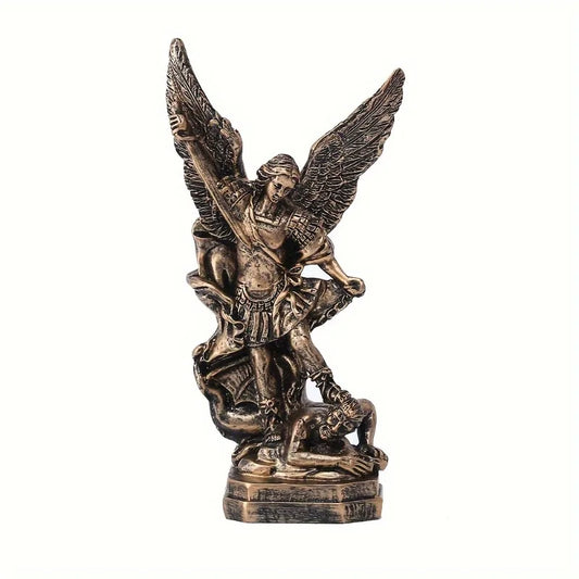 Statue d'Arcange de San Miguel Statue de Saint Michel en résine bronzée Collection Saint Michel l'Arcange victoriquement sur Satan