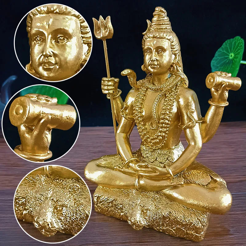 Statue de Shiva dorée hindoue Ganesha Vishnu, Figurine de bouddha, Sculpture, décoration de salle, bureau, maison, dieu indien, artisanat Feng Shui