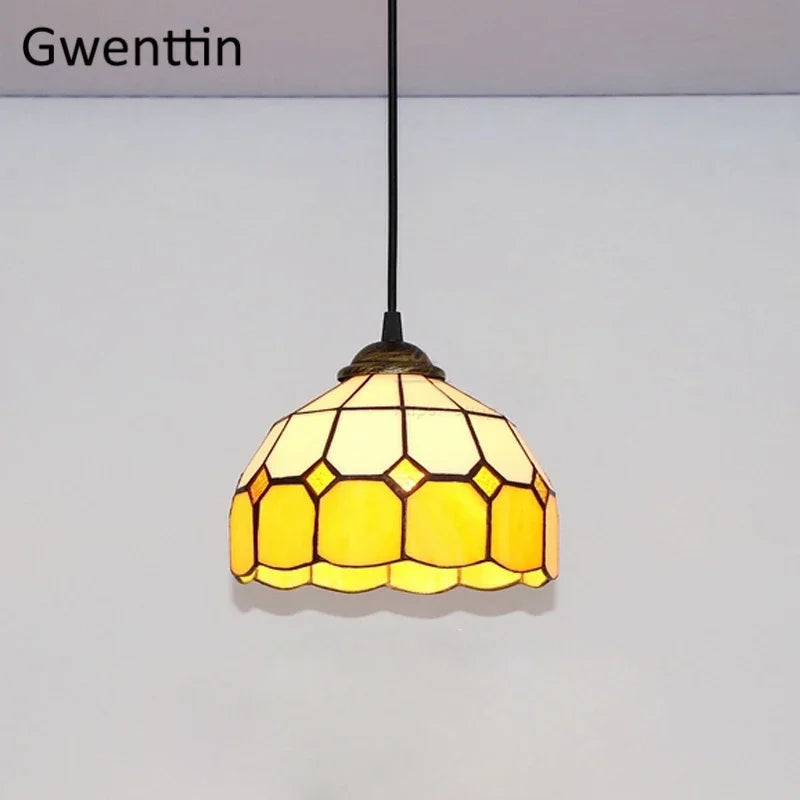 Vitrail suspension lampe salle à manger lustres plafond suspension chambre luminaire maison Luminaria Tiffanydecor