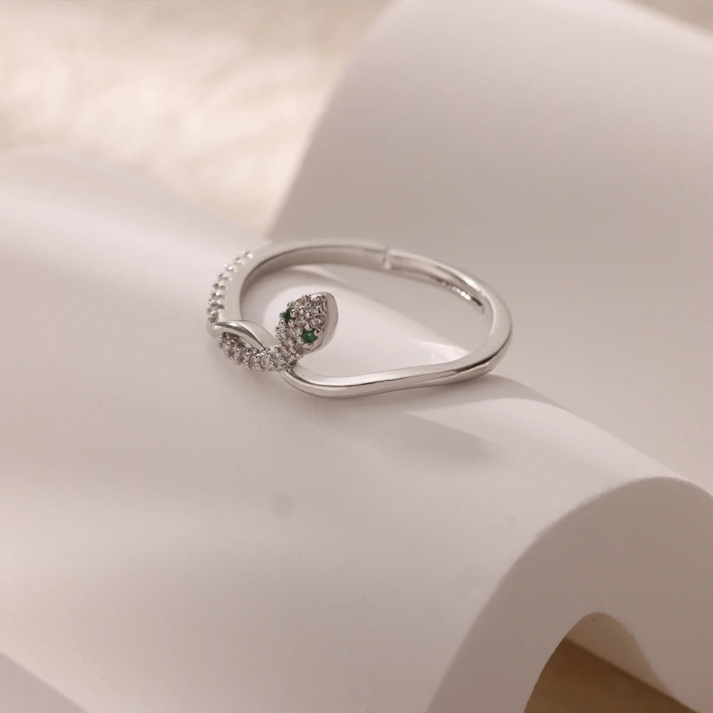 Bague Serpent Réglable en Acier Inoxydable Plaqué Or 316L – Style Gothique Vintage Unisexe