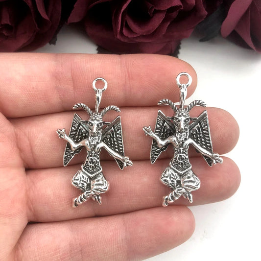 2 pièces gothique Baphomet chèvre satanique Lucifer Sigil pendentif collier à faire soi-même porte-clés boucles d'oreilles accessoires de bijoux faits à la main