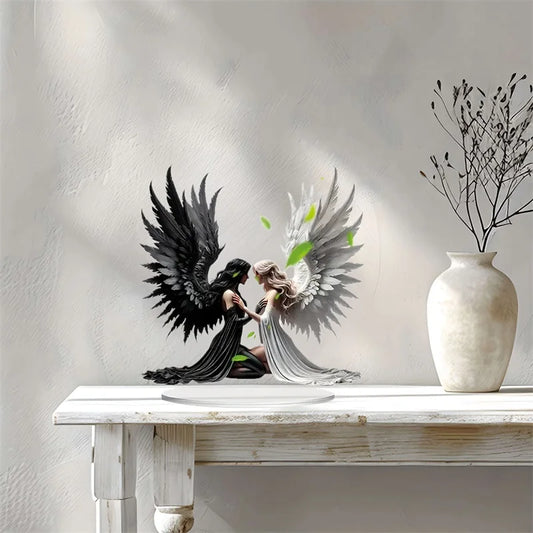 Décorations d'Ange Noir et Blanc, Décor de Table pio, Bureau, Meuble TV, Ornements de Décoration de Maison