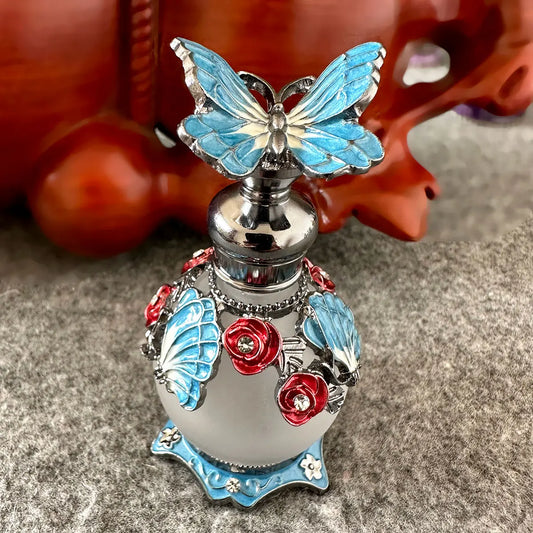 Bouteille de recharge de parfum Vintage de 15ml, 4 Types, peinture faite à la main, petites bouteilles vides rechargeables, métal et verre, décoration de mariage, cadeau