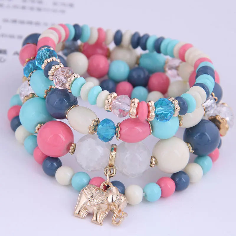 DIEZI bohème rose perles de cristal coeur bracelets porte-bonheur femmes filles ethnique arbre de vie breloque Bracelet Pulseira Feminina