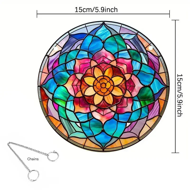 Décoration Vitrail Suspendue – Attrape-Soleil Coloré pour Jardin, Porche et Intérieur – Cadeau Idéal pour Maison et Événements