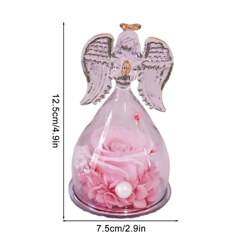 Ange Rose fleur éternelle ange verre romantique conservé Rose ange décor décoratif ange Statues et Figurines cadeaux pour maman