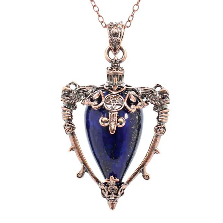 Collier pendentif en cristal goutte d'eau pour hommes et femmes, Quartz rose naturel, Onyx, Lapis Lazuli, Opale, Bijoux en pierre antique, Alanding Yst