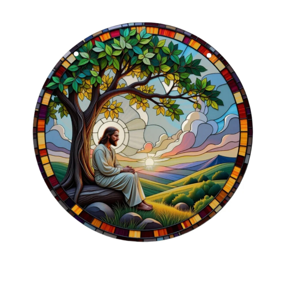 Attrape-soleil de Jésus religieux en acrylique Art déco, plaque murale polyvalente, panneau décoratif pour la maison et le jardin