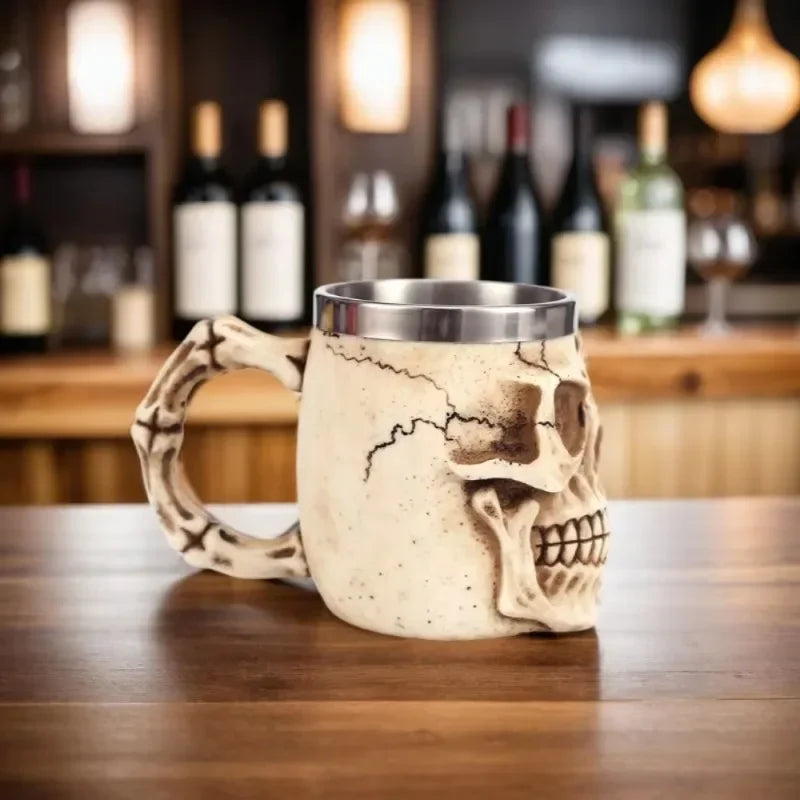 Tasse gothique en forme de crâne, accessoires de Bar, tasse en résine 3D, tasse en résine en acier inoxydable, verres de fête Viking, Tankard de bière, décoration de maison, usage domestique