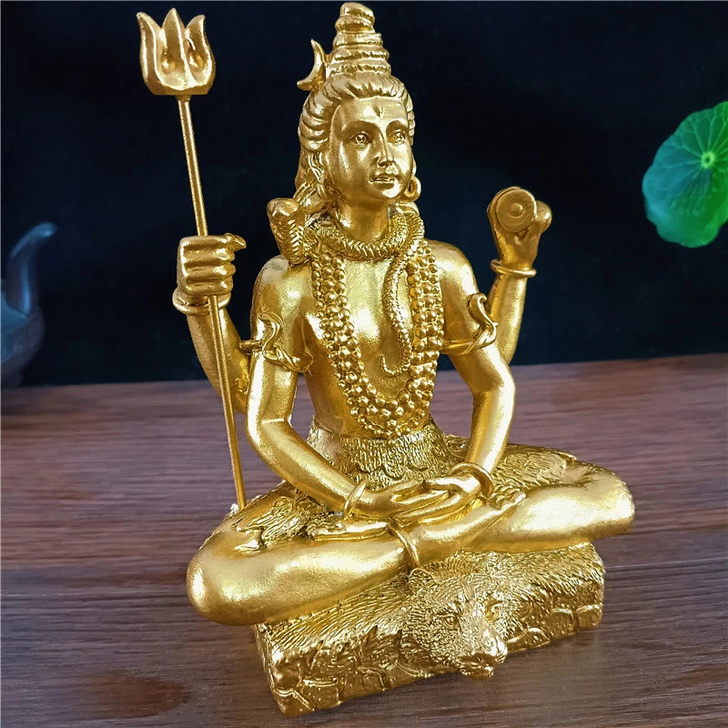 Statue de Shiva dorée hindoue Ganesha Vishnu, Figurine de bouddha, Sculpture, décoration de salle, bureau, maison, dieu indien, artisanat Feng Shui