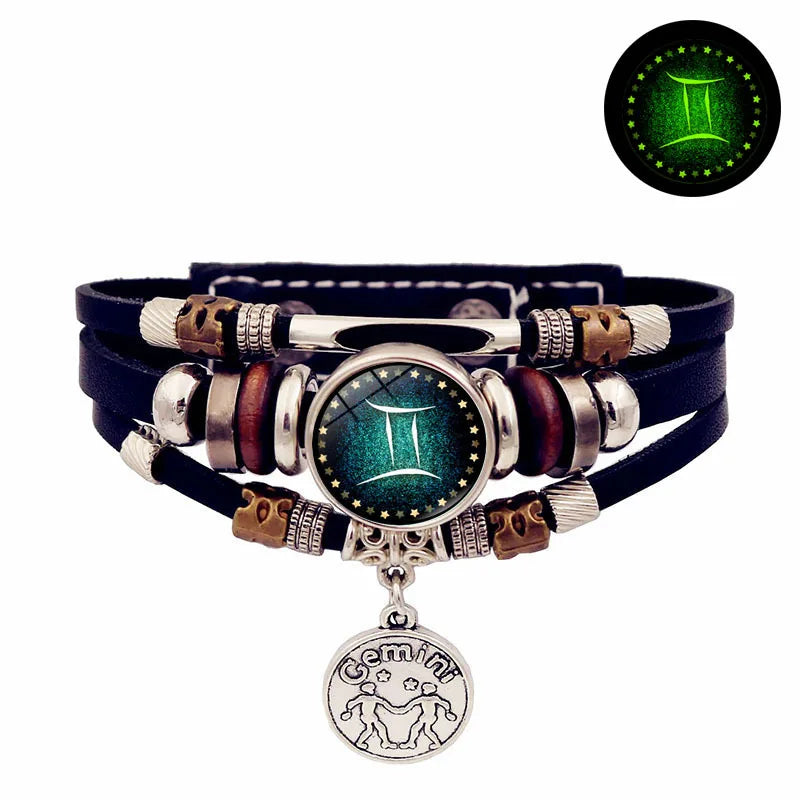 Bracelet en cuir du zodiaque ciel étoilé lumineux, multicouche, perles, bijoux pour Couple, cadeau d'amitié
