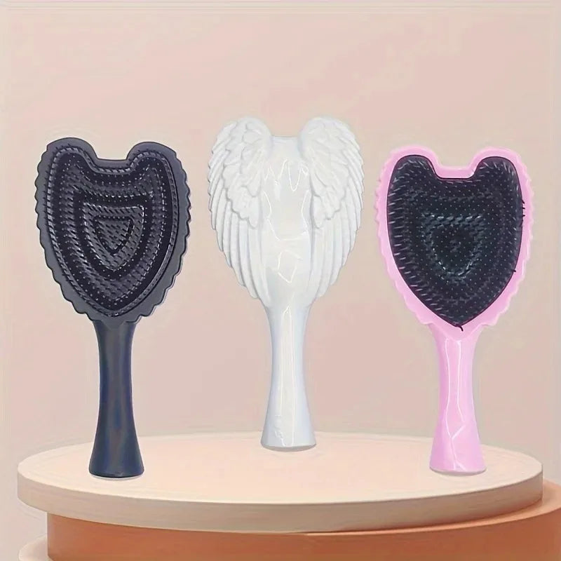 Peigne à cheveux ailes d'ange, poils en plastique durables, poignée ABS, adapté à un usage humide ou sec, petit outil de coiffure portable