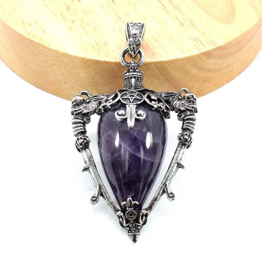Collier pendentif en cristal goutte d'eau pour hommes et femmes, Quartz rose naturel, Onyx, Lapis Lazuli, Opale, Bijoux en pierre antique, Alanding Yst