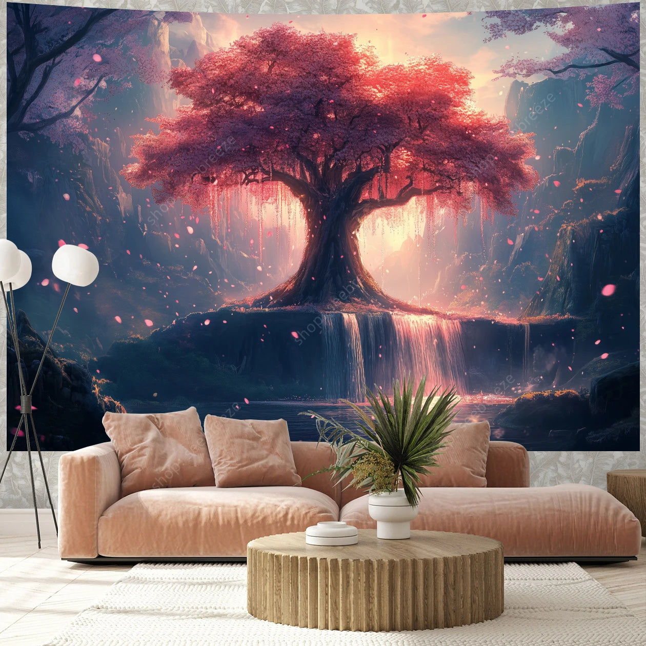 Tapisserie Murale Arbre de Vie Psychédélique Grand Mandala Bohème Sorcellerie Décor Salle de Rencontre
