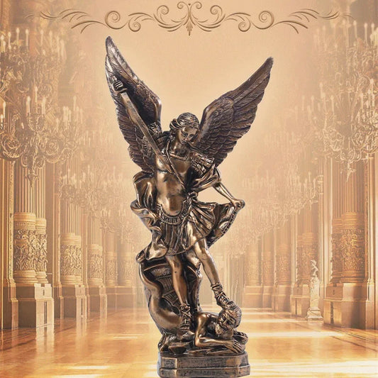 Statue de Saint Michael en résine, Sculpture d'ange, décoration de Michael archange défaut Lucifer Tramples, Figurine de démon