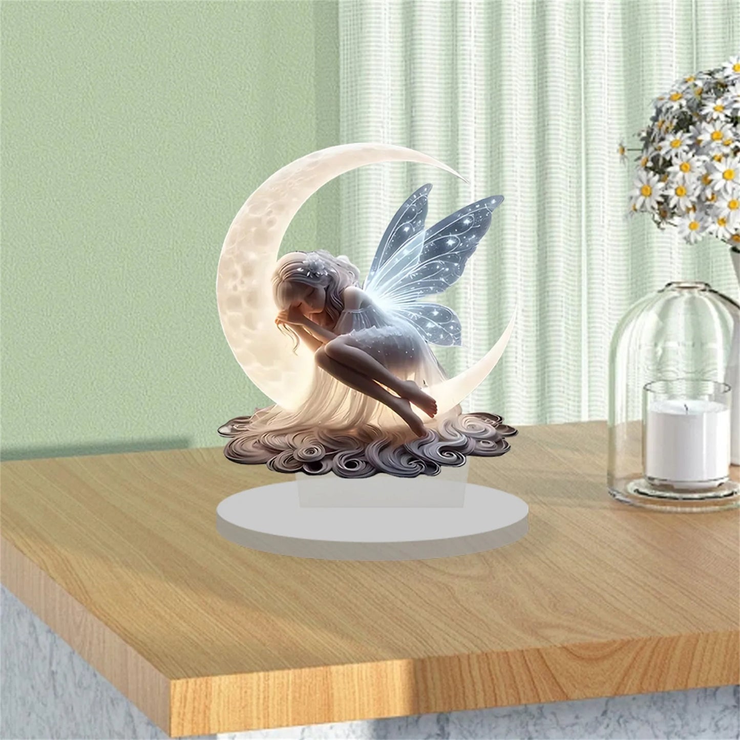 1 morceau d'ornements de décoration de fée en forme de croissant de charme - décoration de cuisine et de bureau. Le cadeau parfait