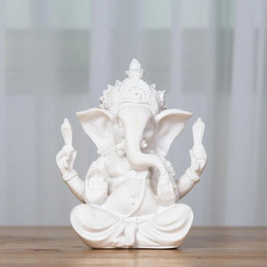Statue d'éléphant de bouddha Ganesha en grès, Sculpture faite à la main, accessoires de décoration pour la maison