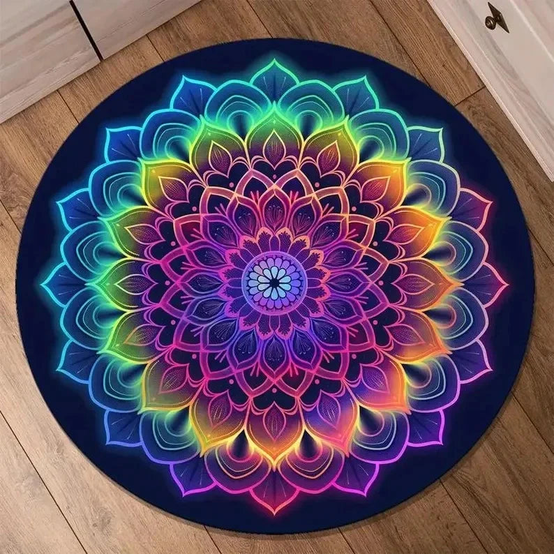 Tapis de Yoga Mandala coloré, pour salon, chambre à coucher, chevet, canapé, zone de salon, tapis de sol, lavable en Machine